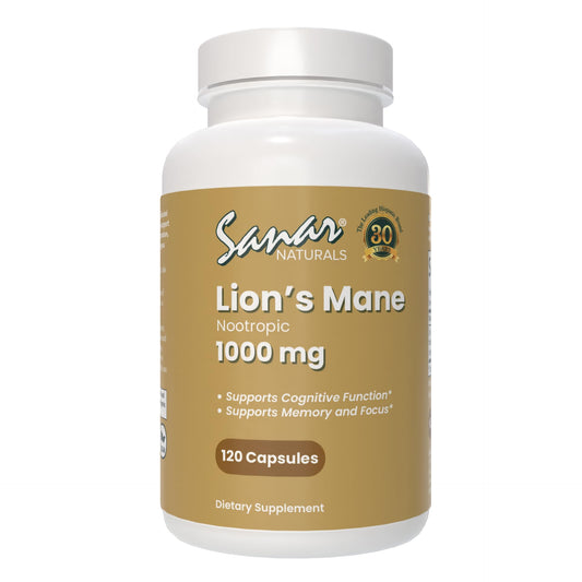 Sanar Naturals Lion's Mane Supplement – Brain Function, Memory & Immune Support, 120 Capsules