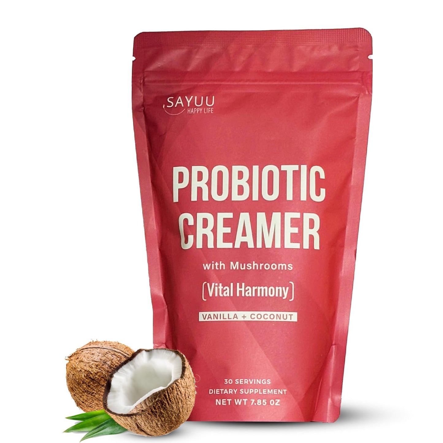 SAYUU Probiotic Creamer with Adaptogenic Mushrooms – Lion's Mane, Reishi & Cordyceps | 30 Servings