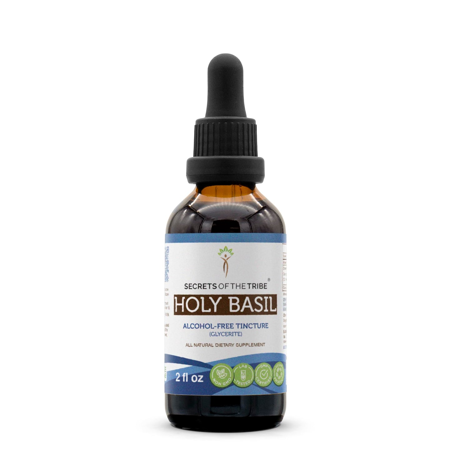 Secrets of the Tribe Holy Basil Tincture – Alcohol-Free Extract, 2 FL OZ | Ocimum Tenuiflorum