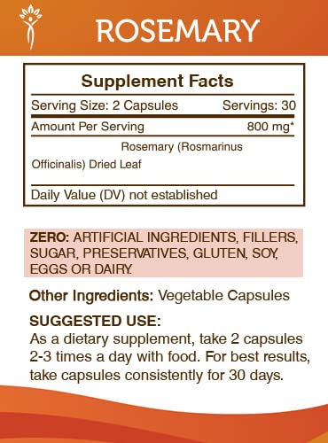 Secrets of the Tribe Rosemary – 60 Capsules, 800 mg per Serving