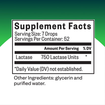 Seeking Health Lactase Drops - Lactase Enzyme Liquid Supplement for Dairy Intolerance Support | 0.50 Fl oz, 52 Servings