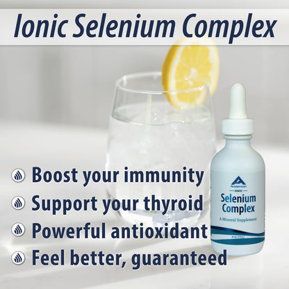 Anderson Ionic Selenium Complex – Liquid Selenium Drops for Thyroid & Immune Support | 2 fl oz, 40 Servings