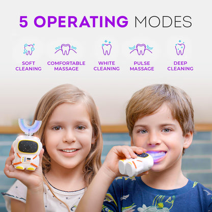 Sensory 360 U-Shaped Kids Toothbrush – Astronaut Design, 5 Modes, Memory Function