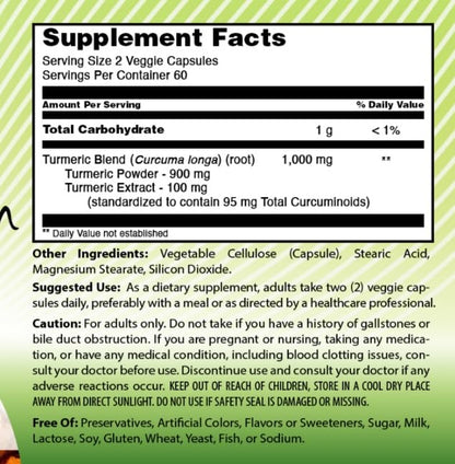 Amazing India Turmeric Curcumin 1000 Mg | 120 Veggie Capsules | Made in USA