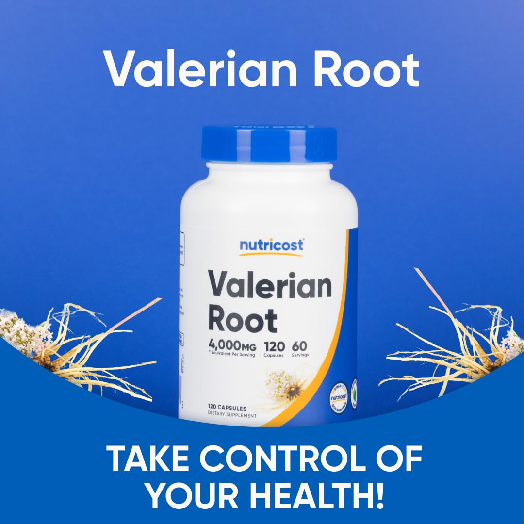 Nutricost Valerian Root Capsules (1000mg per Serving, 4:1 Extract) – 120 Vegetarian Capsules, Gluten Free, Non-GMO
