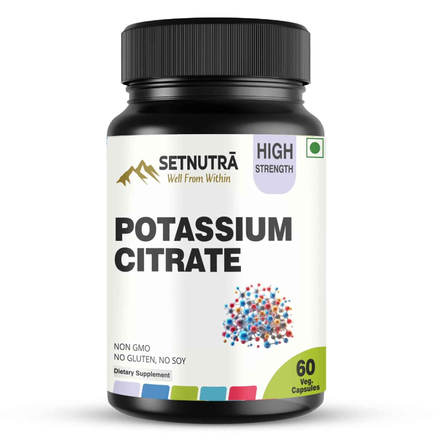 SETNUTRA Well From Within Potassium Citrate 800mg - Electrolyte Balance & Muscle Support | 60 Vegan Capsules