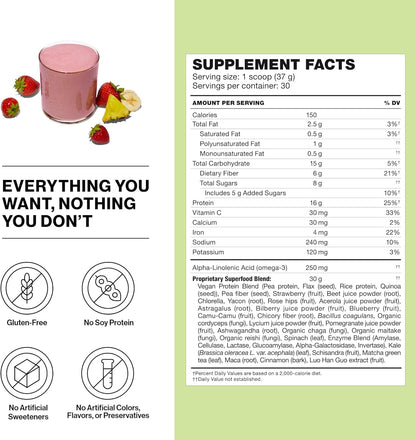 Shakeology Vegan Protein Powder – Tropical Strawberry | Gluten Free Plant-Based Protein Shake | 30 Servings