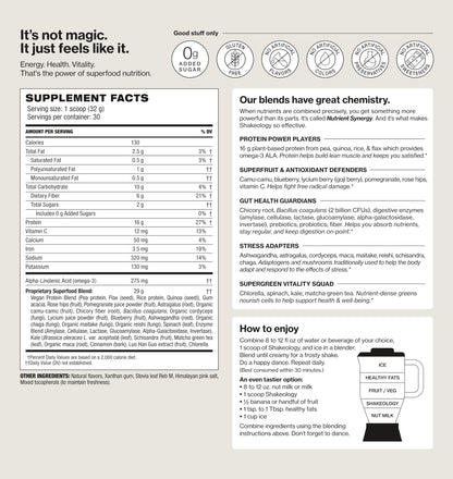 Shakeology 0g Added Sugar Plant Based Protein Powder – Vanilla, Gluten-Free, 30 Servings