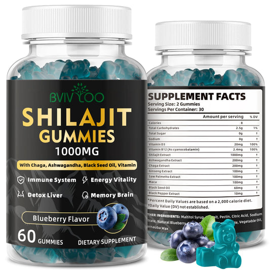 Shilajit Gummies – Sugar-Free, 60 Gummies | 85+ Minerals & Fulvic Acid