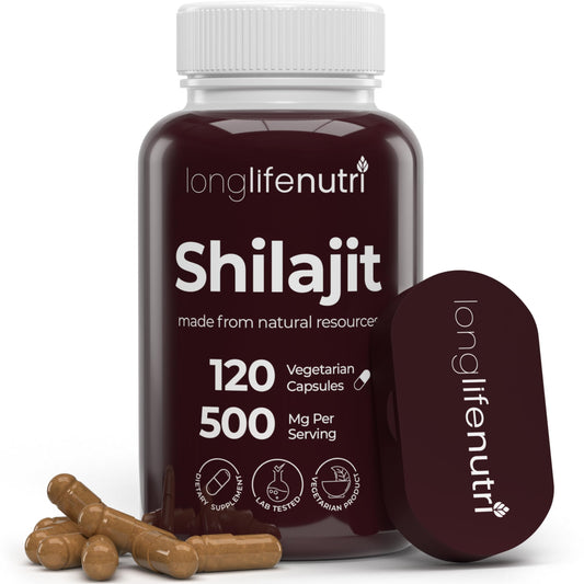 Shilajit Pure Himalayan Extract 500mg | 15% Fulvic Acid, 120 Vegetarian Capsules