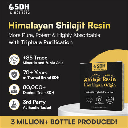 SHREE DHANWANTRI HERBALS Himalayan Shilajit Resin – 30g (2-Month) for Energy & Focus