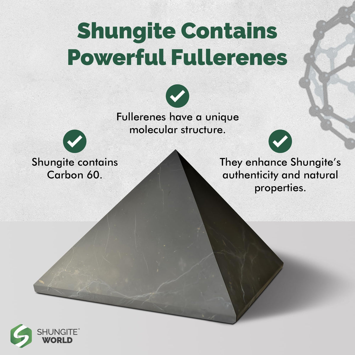 Shungite World Authentic Shungite Pyramid 150 mm – Chakra Energy & Grounding