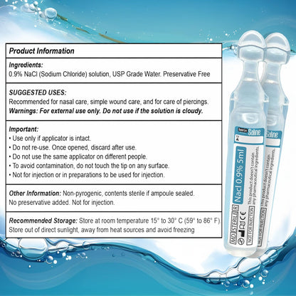 Shusher Care Saline Ampoules 0.9% – 20 × 5ml for Nasal Care, Nebulizer & Wound Cleansing
