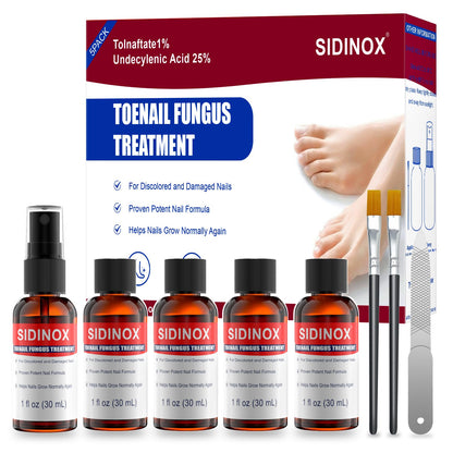Sidinox Toenail Fungus Treatment Extra Strength with 25% Undecylenic Acid — 5 Pack