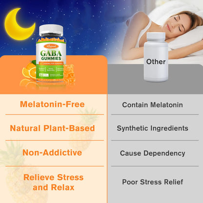 Sijigood GABA Gummies for Adults – Relaxation, Zzz & Mood Support | Sugar-Free Orange Gummies with L-Theanine, 5-HTP & Vitamin D3 | 60 Count