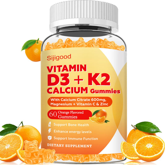 Sijigood Vitamin D3 K2 Gummies – 10000IU D3, 200mcg K2, 6-in-1 (60 Count)