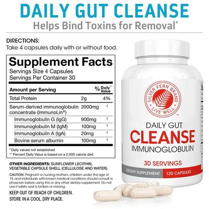 Silver Fern Cleanse – Daily Gut Support with IgG, IgA & IgM | 2 Bottles, 60 Day Supply
