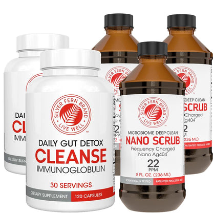 Silver Fern Brand Ultimate Clean-Up Kit – Cleanse Capsules & Nano Scrub Liquid, 30 Day Supply