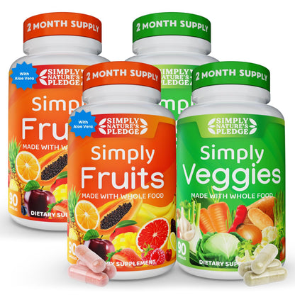 Simply Nature's Pledge: 42 Fruits & Veggies, 360 Capsules, 2-Month Supply — Soy-Free & Non-GMO