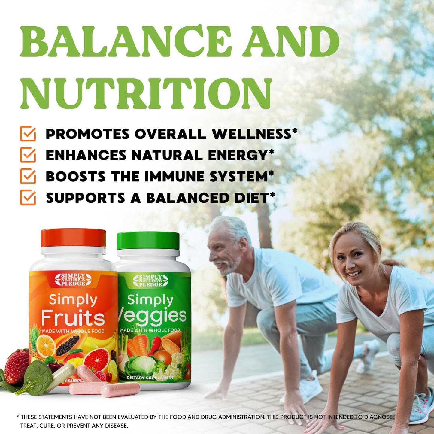 Simply Nature's Pledge: 42 Fruits & Veggies, 360 Capsules, 2-Month Supply — Soy-Free & Non-GMO
