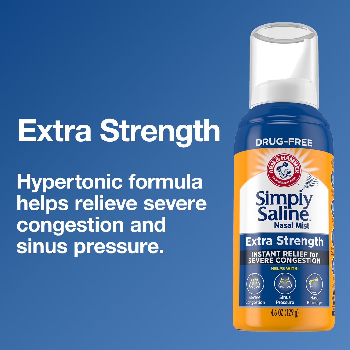 Arm & Hammer Simply Saline Extra Strength Nasal Spray – Severe Congestion Relief, 4.6oz 3-Pack