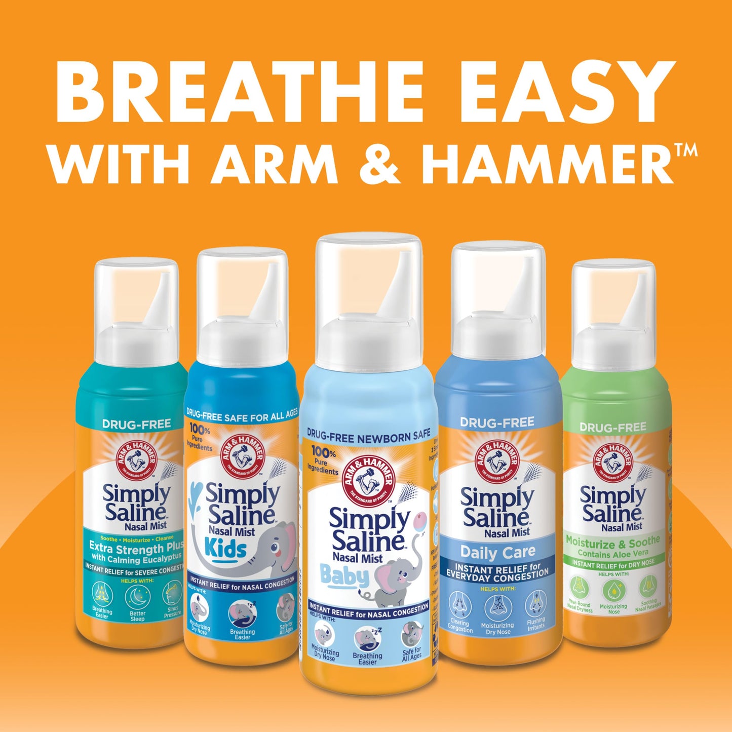 Arm & Hammer Simply Saline Extra Strength Nasal Spray – Severe Congestion Relief, 4.6oz 3-Pack