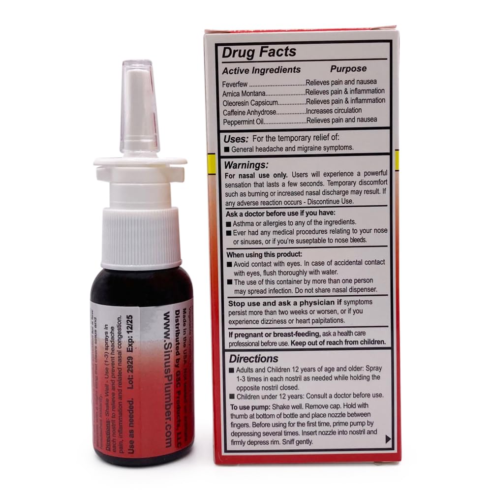 Sinus Plumber Headache Nasal Spray – Headache Formula | 100% Natural