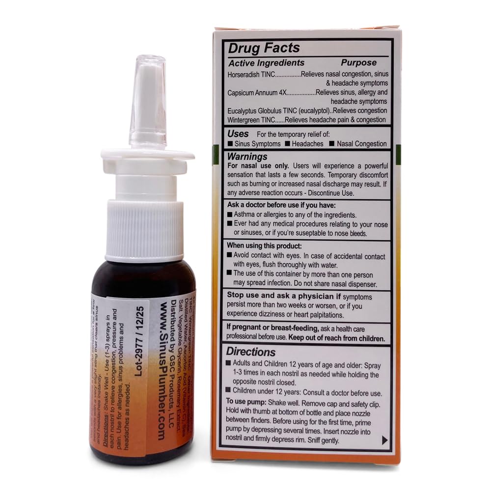 Sinus Plumber Pepper Nasal Spray – All-Natural Allergy & Sinus Relief, 1 fl oz