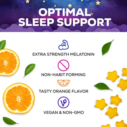 Sleep Gummies 6mg – Sugar-Free Melatonin for Adults & Kids (Orange, 60 Gummies)