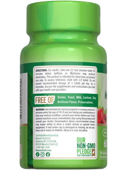 Nature's Truth Melatonin 12mg | 60 Fast Dissolve Tablets | Natural Berry Flavor | Vegan, Non-GMO & Gluten Free Supplement