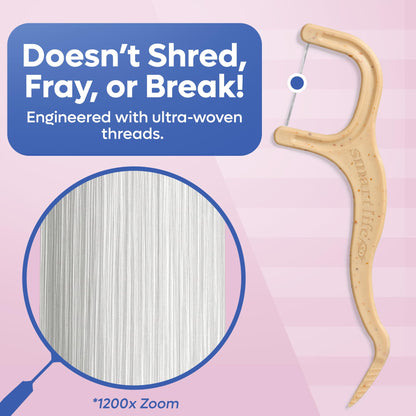 SmartLifeco Eco-Friendly Dental Floss Picks (300ct) – Original Straw Wheat, Zero Waste