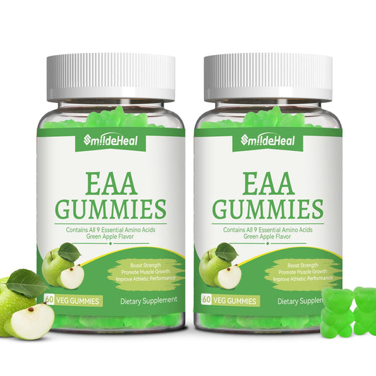 SmideHeal EAA Gummies – 5750 mg All 9 EAAs & BCAAs, Apple Flavor, 120 Gummies