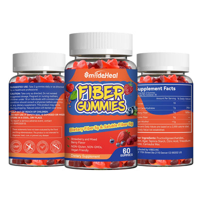 SmildeHeal Fiber Gummies – Dietary Fiber for Gut Health, Vegan, Non-GMO, Gluten-Free | 60 Count