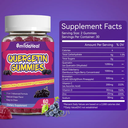 SmildeHeal 2 Pack Quercetin Gummies 1200MG – Vegan Immune Support