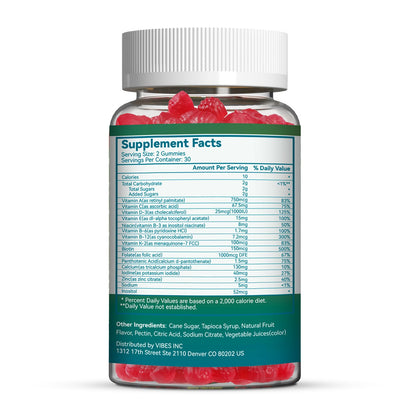 SmildeHeal Women's Multivitamin Gummies, Vitamins A, C, D3, E, K, B12, Calcium, Biotin, Folic Acid, Inositol, Multivitamin for Women for Daily Nutritional Support, 30 Day Supply - 60 Count