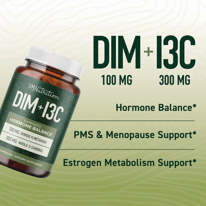 SMNutrition DIM & Indole-3-Carbinol for Hormone Balance | I3C Complex | Estrogen Balance | Vegan, Non-GMO, Gluten-Free | 60 Ct