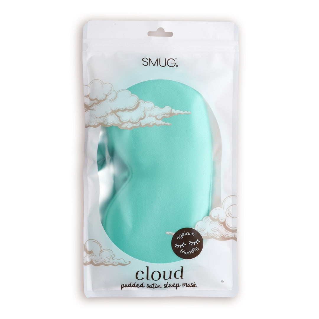 Cloud Padded Satin Sleep Mask - Aqua