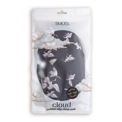 Cloud Padded Satin Sleep Mask - Moonlit Cranes Print