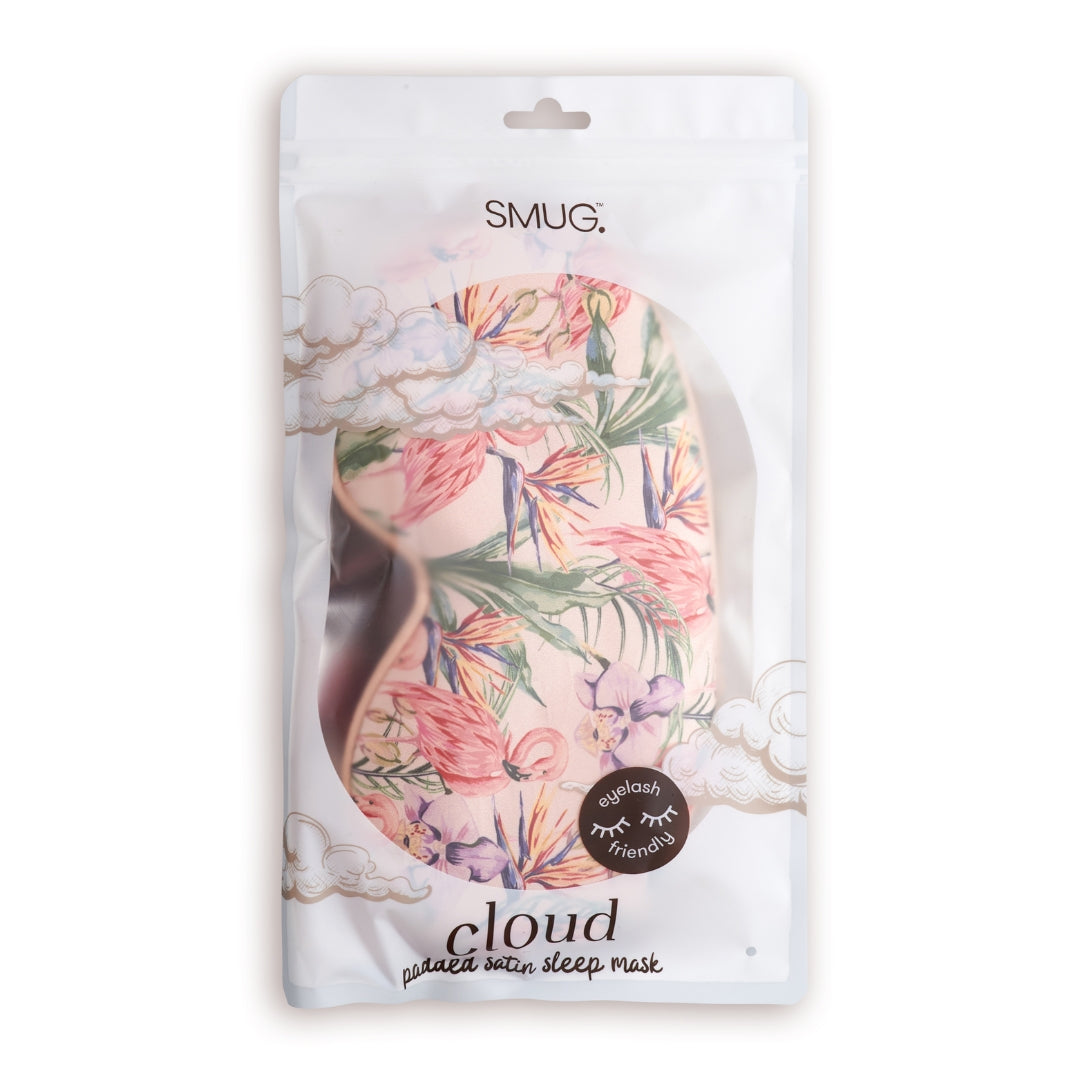 Cloud Padded Satin Sleep Mask - Flamingo Paradise Print