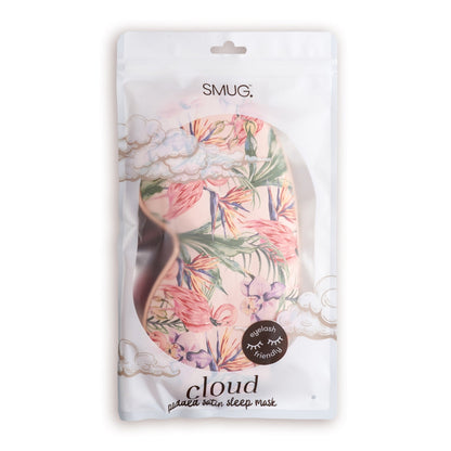 Cloud Padded Satin Sleep Mask - Flamingo Paradise Print