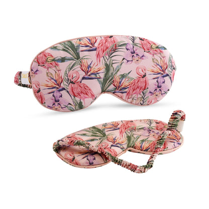 Cloud Padded Satin Sleep Mask - Flamingo Paradise Print