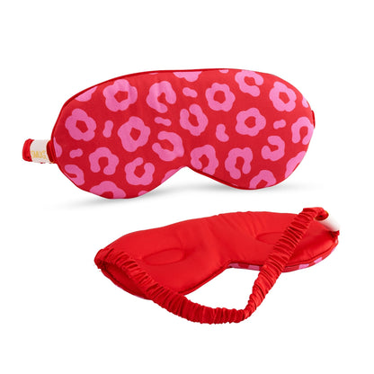Cloud Padded Satin Sleep Mask - Red Leopard Print