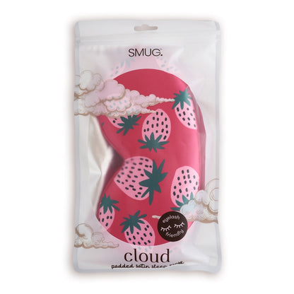 Cloud Padded Satin Sleep Mask - Strawberry Dreams Print