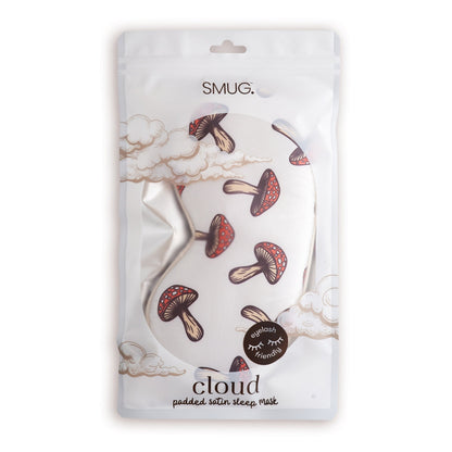 Cloud Padded Satin Sleep Mask - Toadstool Print