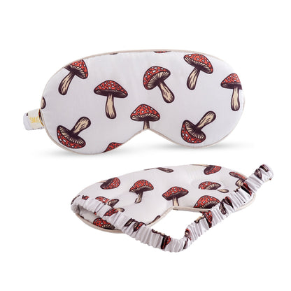 Cloud Padded Satin Sleep Mask - Toadstool Print