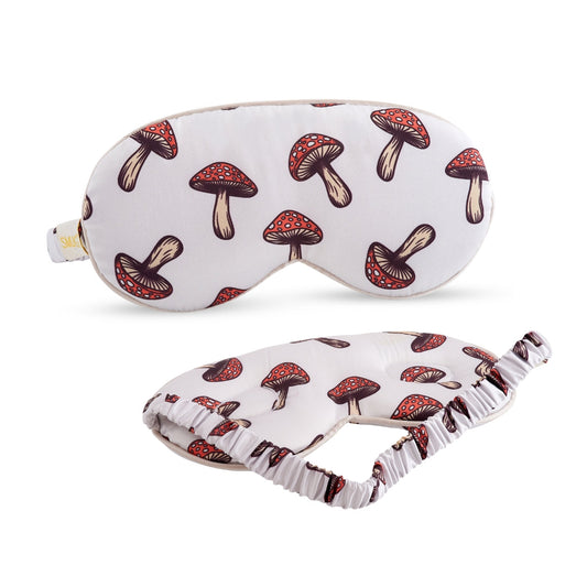 Cloud Padded Satin Sleep Mask - Toadstool Print
