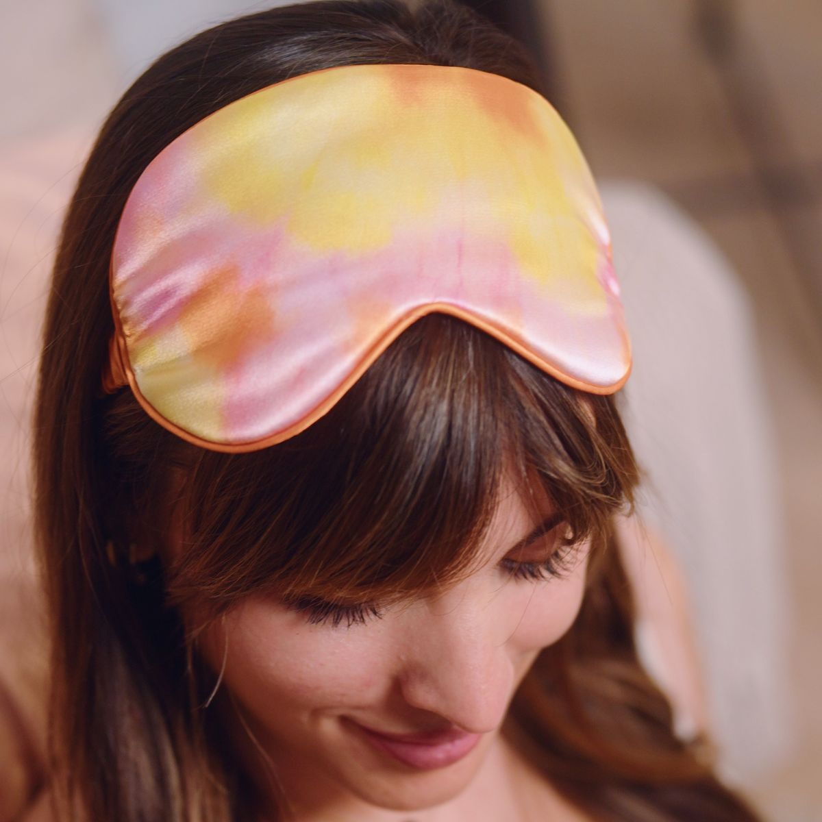 Satin Sleep Mask - Orange Tie Dye