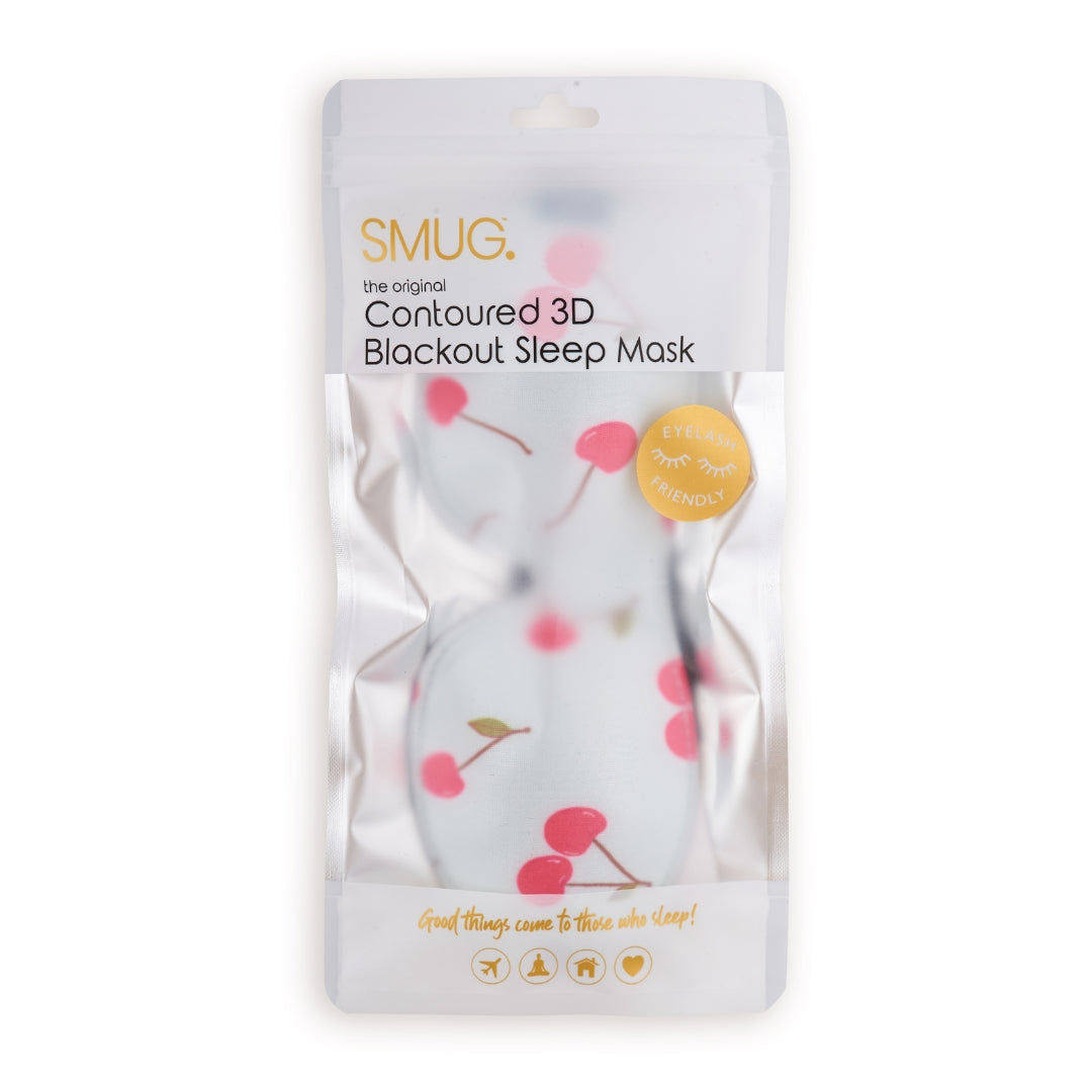 Contoured 3D Blackout Sleep Mask, Blue Cherries