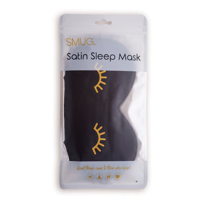 Satin Sleep Mask - Wink Print, Black
