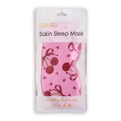 Satin Sleep Mask - Pink Cherries Print